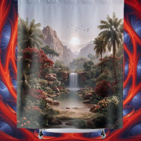 Jungle Waterfall Shower Curtain