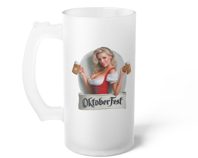 Featured listing image: Oktoberfest Pinup Mug 01 - Frosted Glass Beer Stein