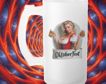Oktoberfest Pinup Mug 01 - Frosted Glass Beer Stein
