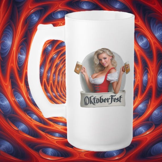 Oktoberfest Pinup Mug 01 - Frosted Glass Beer Stein