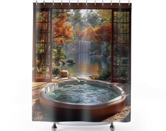 Japanese Garden Jacuzzi Shower Curtain