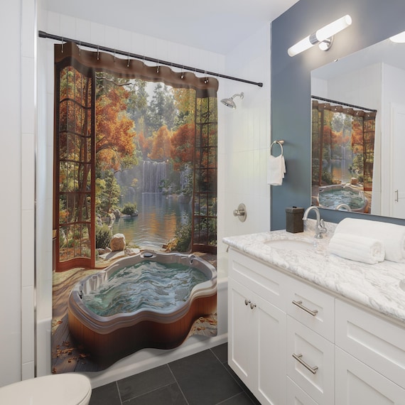 Japanese Garden Jacuzzi Shower Curtain