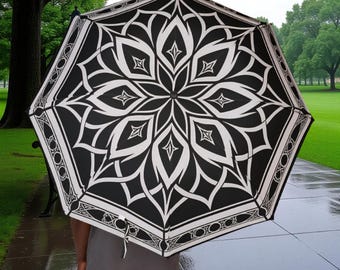 Black Lotus  Foldable Rain Umbrella