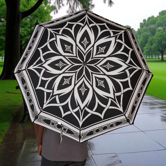 Black Lotus  Foldable Rain Umbrella