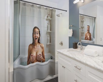Occupied Bathing Woman Shower Curtain | Bathroom Privacy Art
