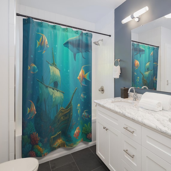 Sunken Ship - Underwater-Themed Shower Curtain