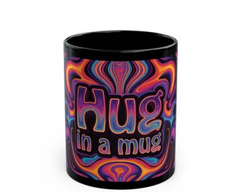 Hug in a Mug Mug | Psychedelic Swirl Black Coffee Cup
