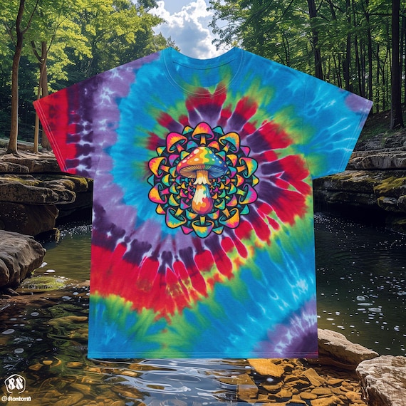 Spiral Tie-Dye Mushroom Mandala Tshirt