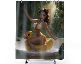 Rubber Ducky Pinup Shower Curtain