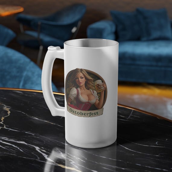 Oktoberfest Pinup Mug 02 - Frosted Glass Beer Stein