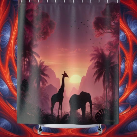 Tropical Safari Sunset Shower Curtain