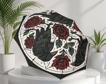 Gothic Ravens and Roses Umbrella