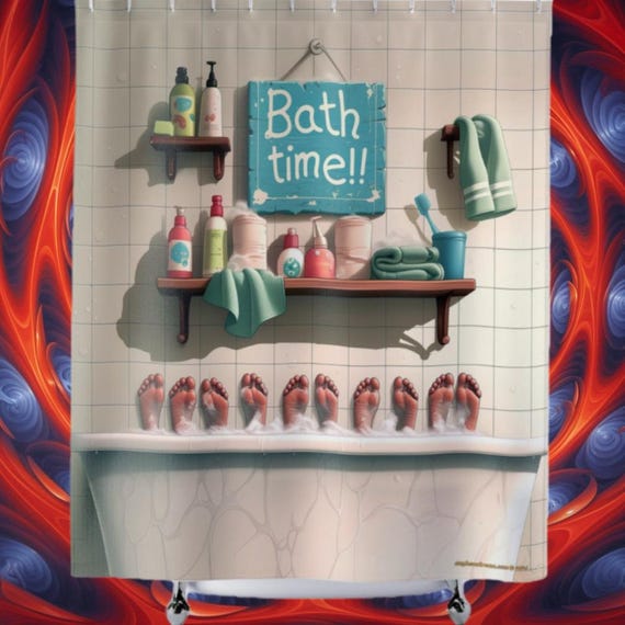 Bath Time Feet Shower Curtain