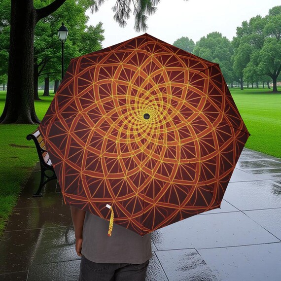 Golden Fibonacci Spiral Umbrella