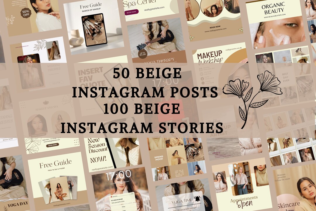 150 Instagram Templates Beige Theme Aesthetic Instagram Etsy