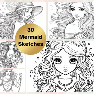 Printable Fantasy Mermaid Coloring Pages for Girls Mermaid - Etsy