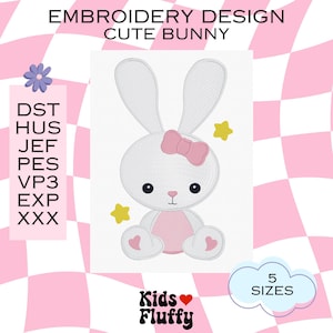 Cute Bunny Embroidery Designs by Machine - 3 Sizes - Etsy