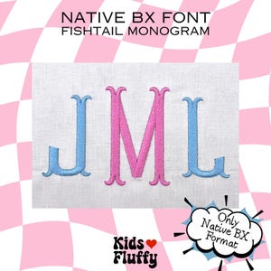 Native BX Font Fishtail Monogram - bx font - Embroidery - Embroidery Font - Embrilliance Native Font - Fishtail embroidery
