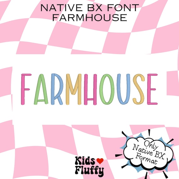 Farmhouse BX Font – Native BX Embroidery Font – Embrilliance Format – Rustic Country Alphabet – Machine Embroidery