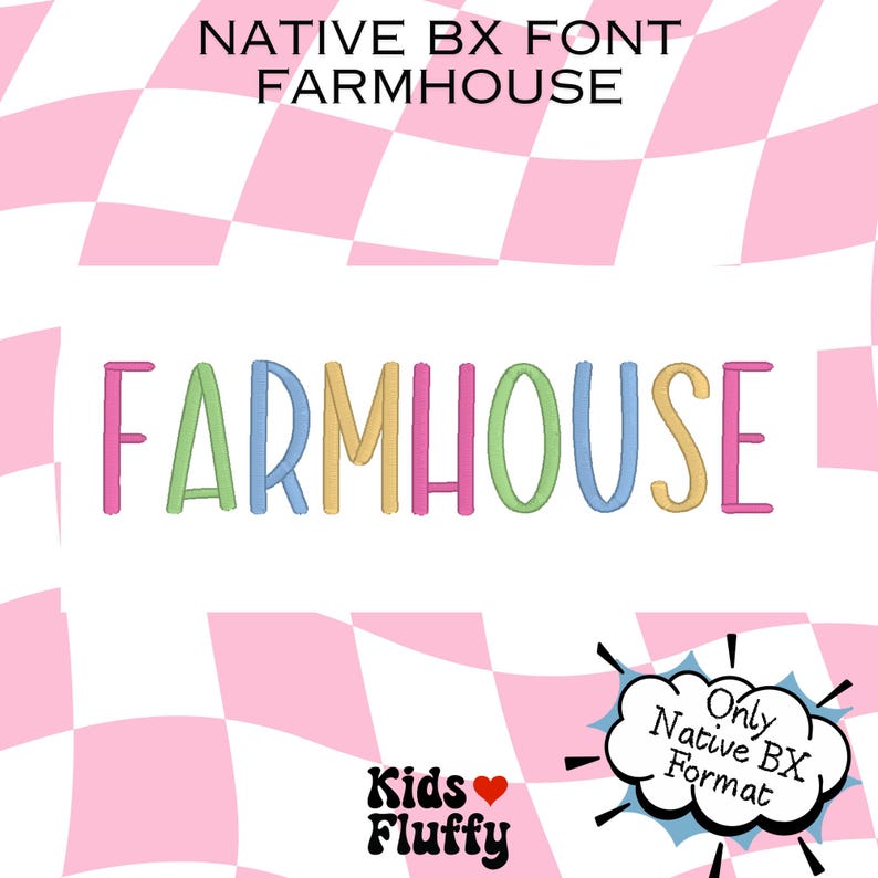 Farmhouse BX-typsnitt – Native BX-broderitypsnitt – Embrilliance-format – Rustikt lantligt alfabet – Maskinbroderi bild 1