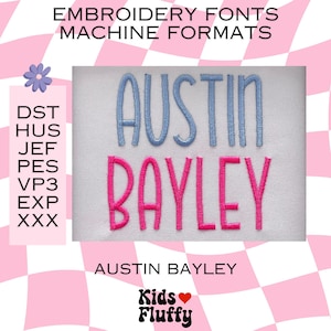 Embroidery Font Austin Bayley - Machine Formats - dst - pes - bmp - hus - jef - vp3 - xxx - Embroidery - Embroidery fonts
