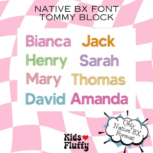 Native BX Font Tommy Block - bx font - Embroidery - Embroidery font - Embrilliance Native Font - Embroidery machine - Tommy Block - satin