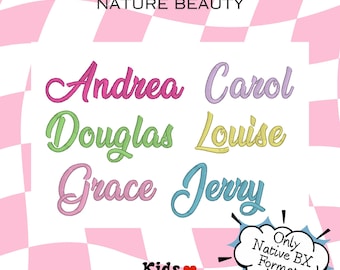 Nature Beauty BX Embroidery Font – Native BX for Embrilliance – Elegant Satin Stitch Alphabet for Names & Gifts
