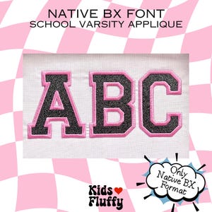 School Varsity Appliqué BX Stickschrift – Native BX-Schriftart für Embrilliance – College-Stil Alphabet für Sport- und Schulprojekte
