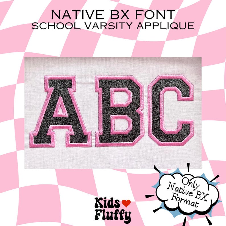 School Varsity Appliqué BX Font – Native BX for Embrilliance – College Style Embroidery Font for Sports & Kids Projects image 1