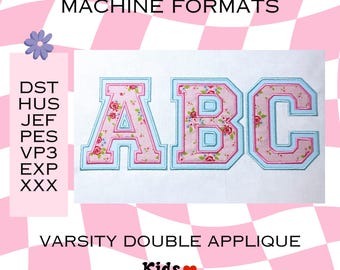 Czcionka do haftu Varsity Double Applique - Varsity Double Applique - Formaty maszynowe - dst - pes - hus - jef - vp3 - Aplikacja haftowana