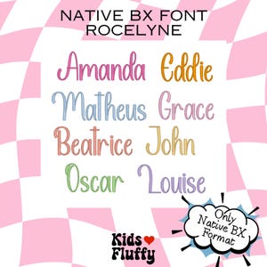 Native BX-Schriftart Rocelyne – BX-Schriftart – Embrilliance BX-Schriftart – Satin-Schriftart – Stickschrift – Stickerei