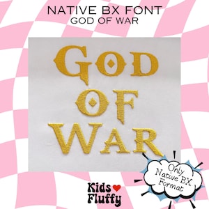 Native BX font God of War - bx font - Embroidery - Embroidery font - Embrilliance Native Font - Embroidery machine - Tatami stitch