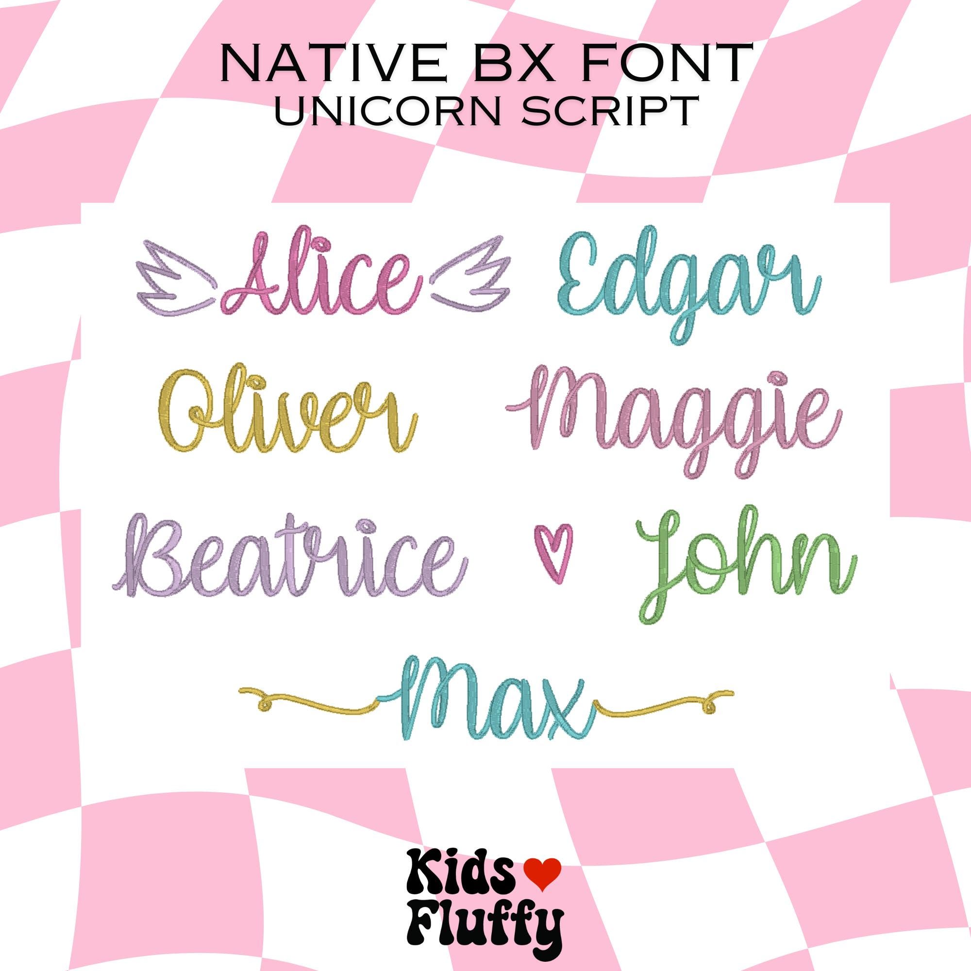 Native BX Font Unicorn Script - Bx Font - Native Bx Font - Embroidery ...