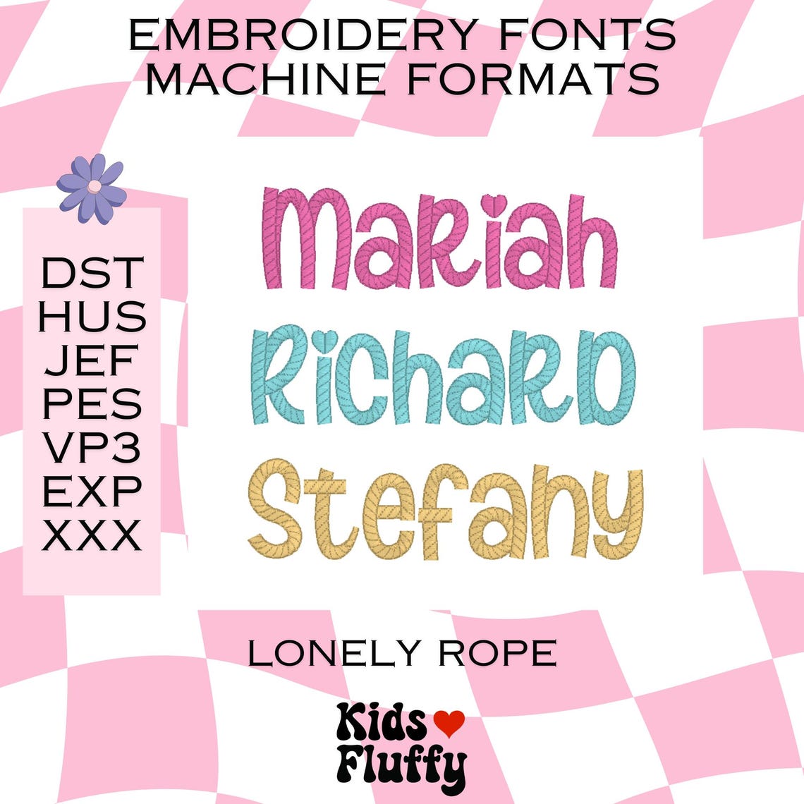 Dst Rope Embroidery Font Lonely Rope - Machine Formats - Dst - Hus - Jef - Pes ...