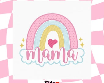 Mama Rainbow - Mama Rainbow Applique motif de broderie - Mama - Broderie numérique - Broderie machine - Applique