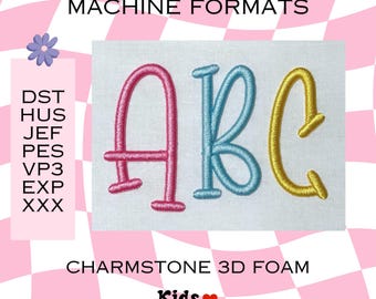 Czcionka haftowana Charmstone 3D Foam - Formaty maszynowe - dst - hus - jef - pes - vp3 - Czcionki haftowane - Haft - Czcionka 3D - Czcionka piankowa