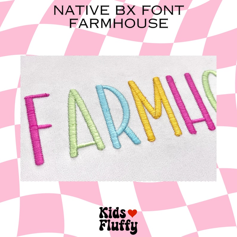 Farmhouse BX-typsnitt – Native BX-broderitypsnitt – Embrilliance-format – Rustikt lantligt alfabet – Maskinbroderi bild 5