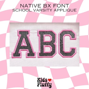 Native BX School Varsity Applique - fuente bx - Bordado - Fuente de bordado - Fuente nativa Embrilliance - Máquina de bordar - Fuente de aplique