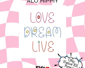 Alo Hippiy Embroidery Font - BX Native Format - BX Embroidery Alphabet - BX Font - Chain Stitch - Machine Embroidery