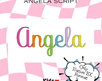 Native BX Angela script - bx font - Embroidery - Embroidery font - Embrilliance Native Font - Embroidery machine - satin stitch