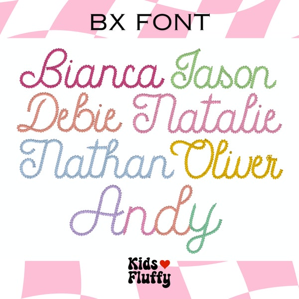 BX embroidery font Ariana - bx native format - BX embroidery alphabet - BX font - Chain stitch - Machine embroidery