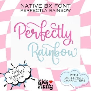 Native BX Font Perfectly Rainbow - bx-Schriftart - native BX-Schriftart - Stickerei-Schriftart Embrilliance-Schriftart - alternative Zeichen