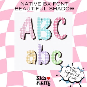 BX刺繍フォント Beautiful Shadow - BXネイティブフォーマット - BX刺繍アルファベット - BXフォント - 機械刺繍 - チェック柄