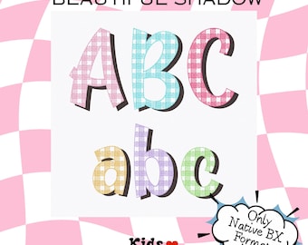 BX Broderitypsnitt Vacker skugga - BX Ursprungligt format - BX Broderialfabet - BX Typsnitt - Maskinbroderi - Pläd