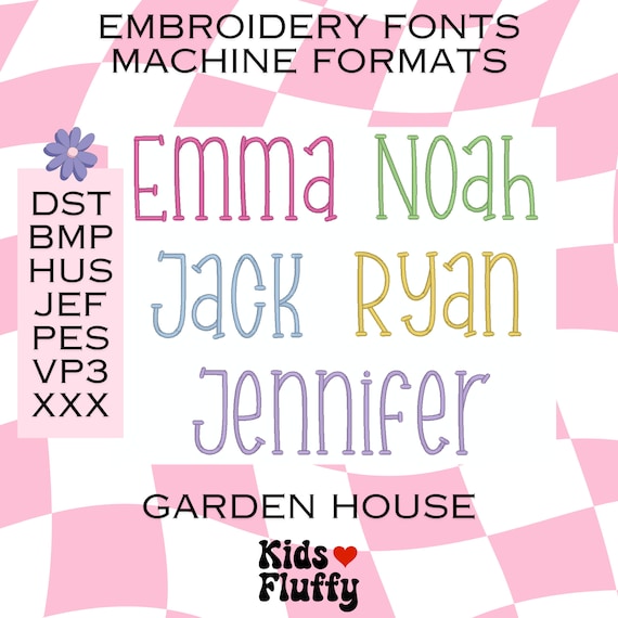 Embroidery Font Garden House - Machine Formats - bmp - dst - hus - jef - pes - vp3 - xxx - Embroidery fonts - Embroidery