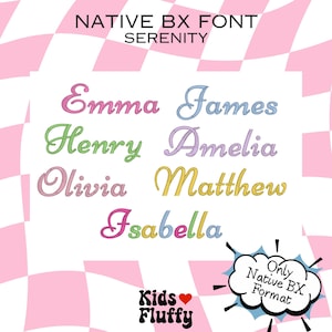 Native BX Font Serenity - bx font - Ricamo - Font per ricamo - Embrilliance Native Font - Macchina da ricamo - punto raso