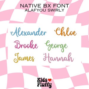 Native BX Font Alafyou Swirly - bx font - Embroidery - Embroidery font - Embrilliance Native Font - Script font - satin stitch