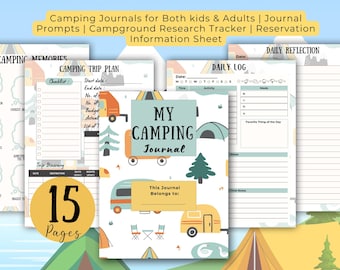 Diario de acampada familiar: Ideas y planificador para niños (PDF imprimible)
