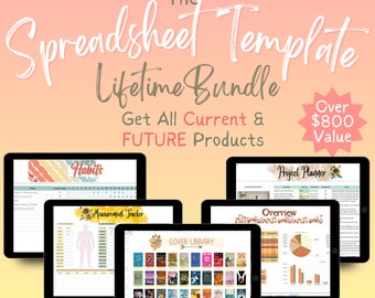 The Spreadsheet Template EVERYTHING Bundle. Get Lifetime Access to ALL the Google Sheets in my shop. Plan all areas of your life