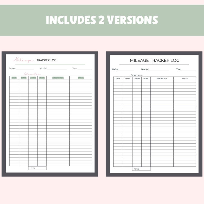 Printable Mileage Tracker Log: Business Vehicle Logbook (PDF) - Etsy